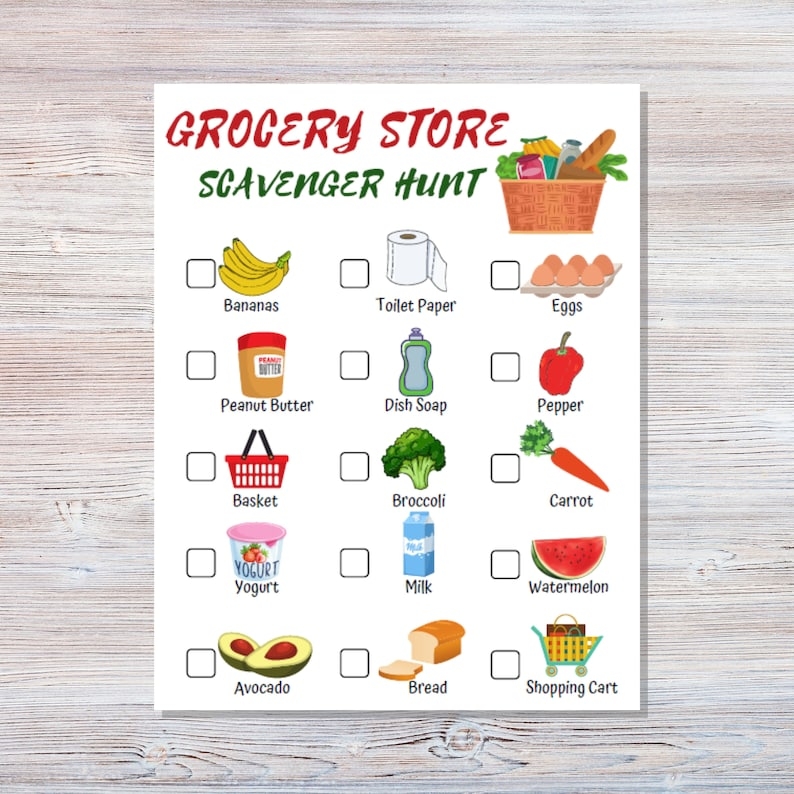 Grocery Store Scavenger Hunt Printable Printable Word Searches