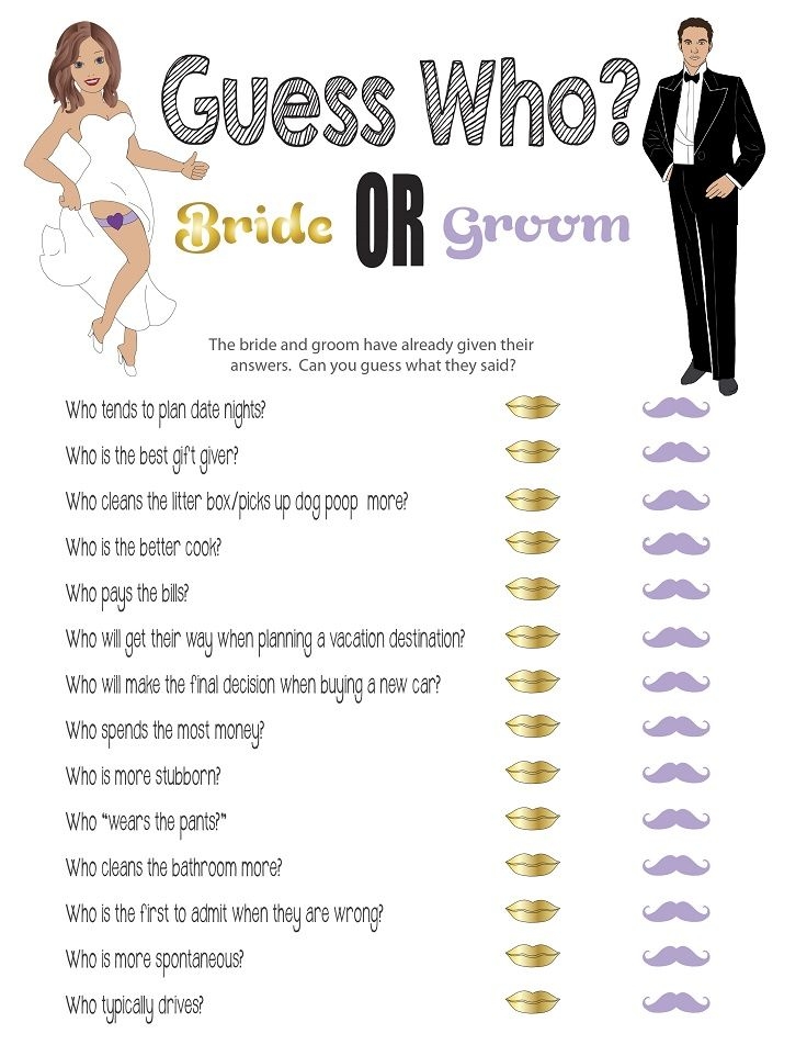 Guess Who Bride Or Groom Free Printable