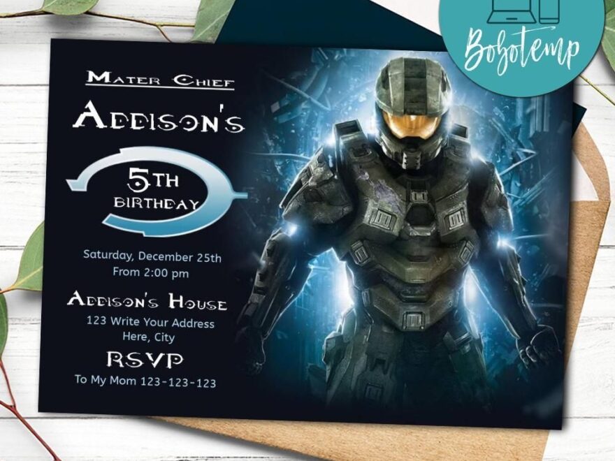Halo Birthday Invitation Template To Print At Home Bobotemp