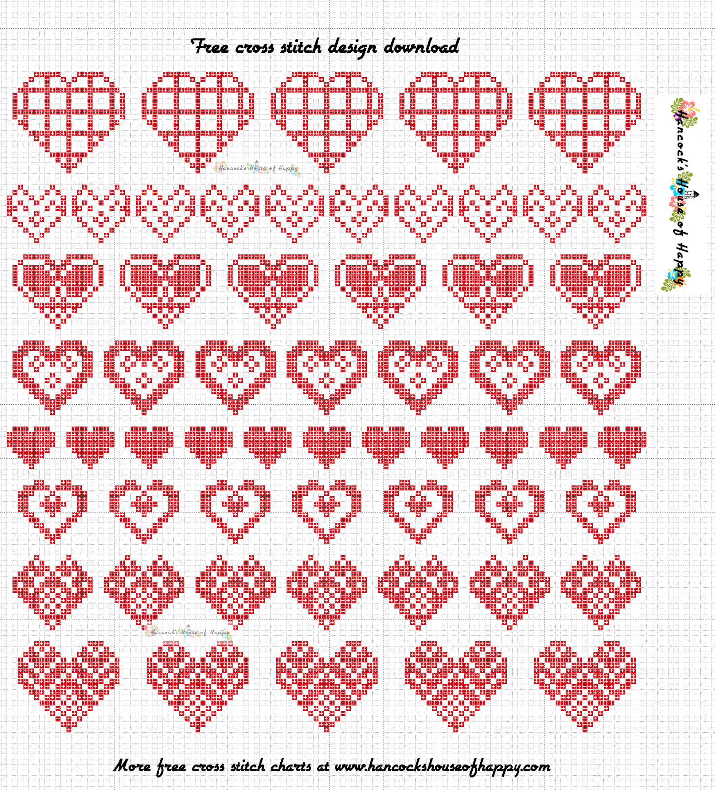 Hancock 39 s House Of Happy Last Minute Minis Free Heart Cross Stitch 