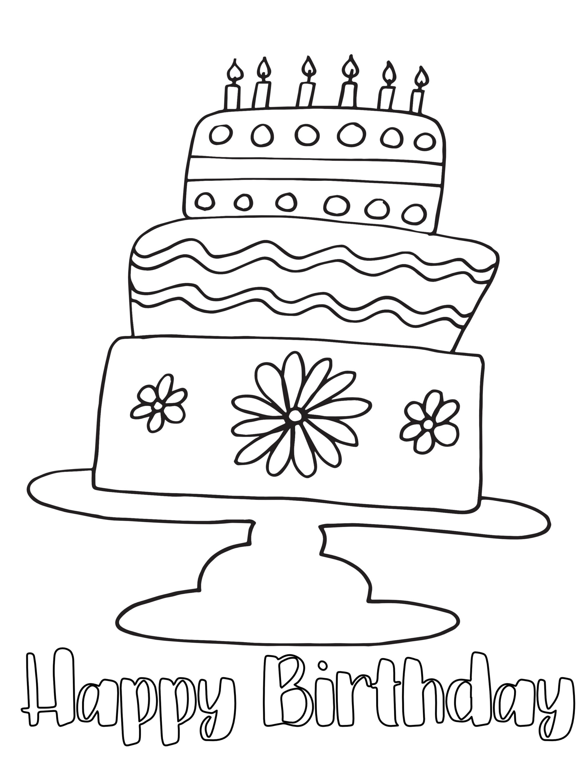 HAPPY BIRTHDAY CAKE Free Coloring Page Stevie Doodles Free 
