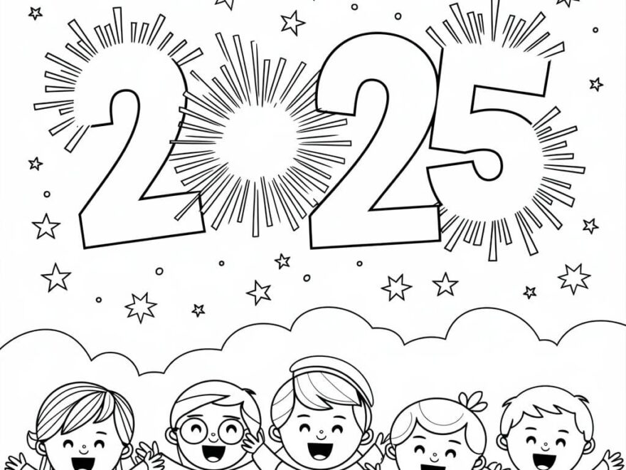 Happy New Year 2025 Coloring Pages Free Printable Carley Margaux