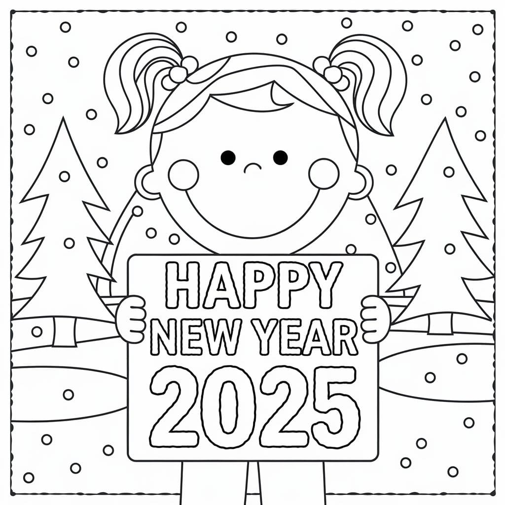 Happy New Year 2025 Coloring Pages Ricki Chrissie