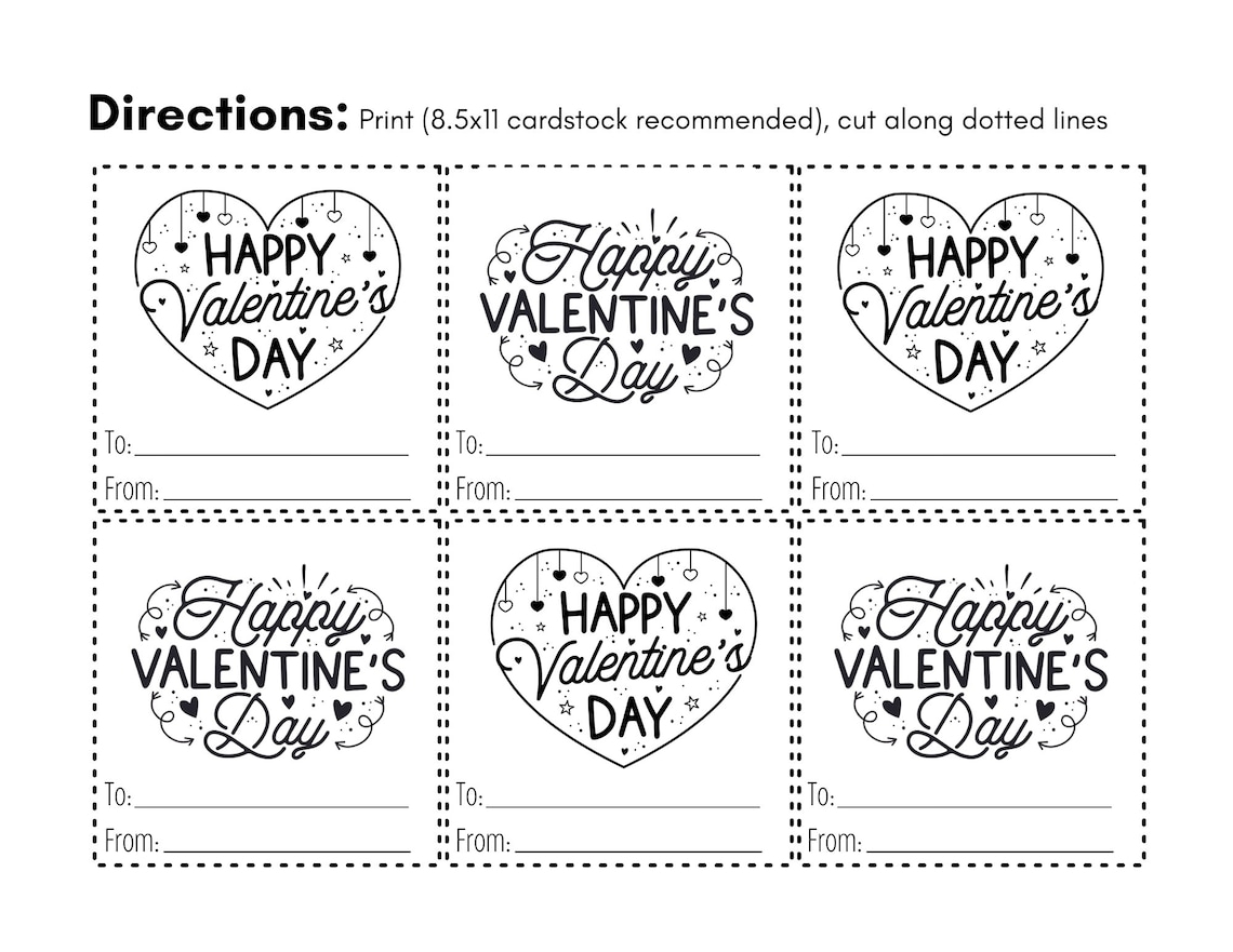 Valentines Day Cards Printable Black And White