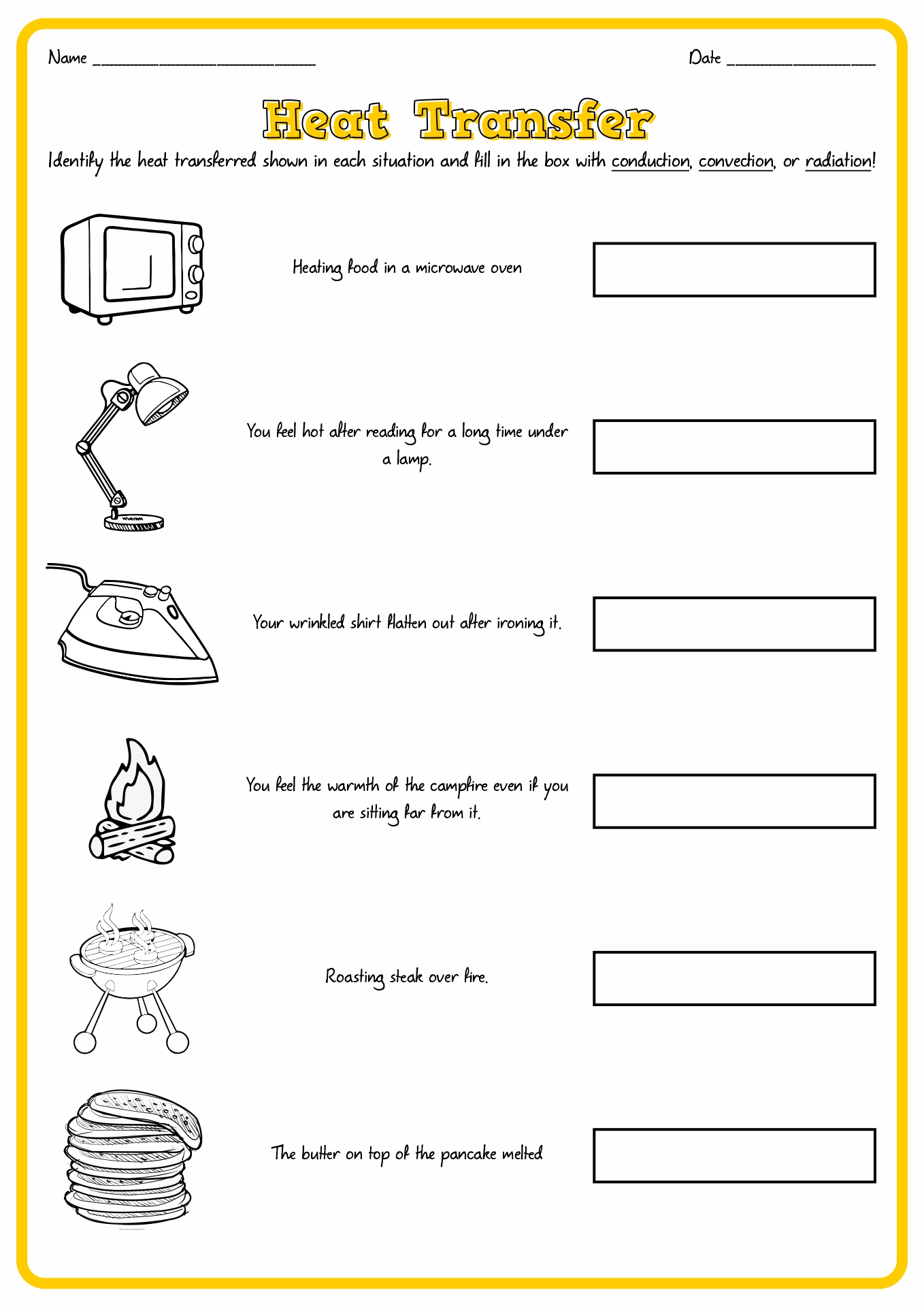 Heat Transfer Worksheets