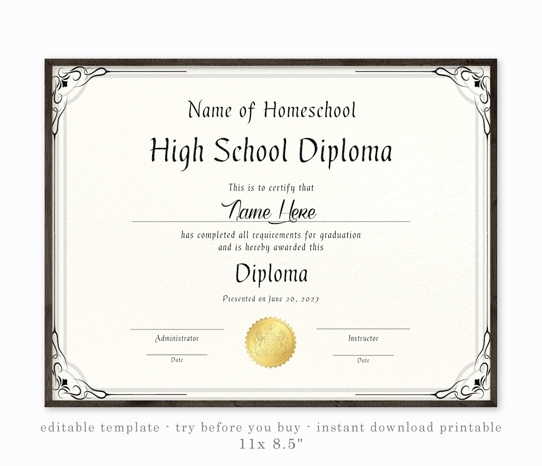 Free Printable Homeschool Diploma Template