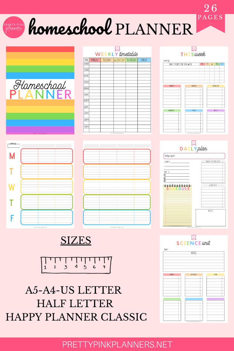 Homeschool Student Planner Printables Free Schedule Planner Printable