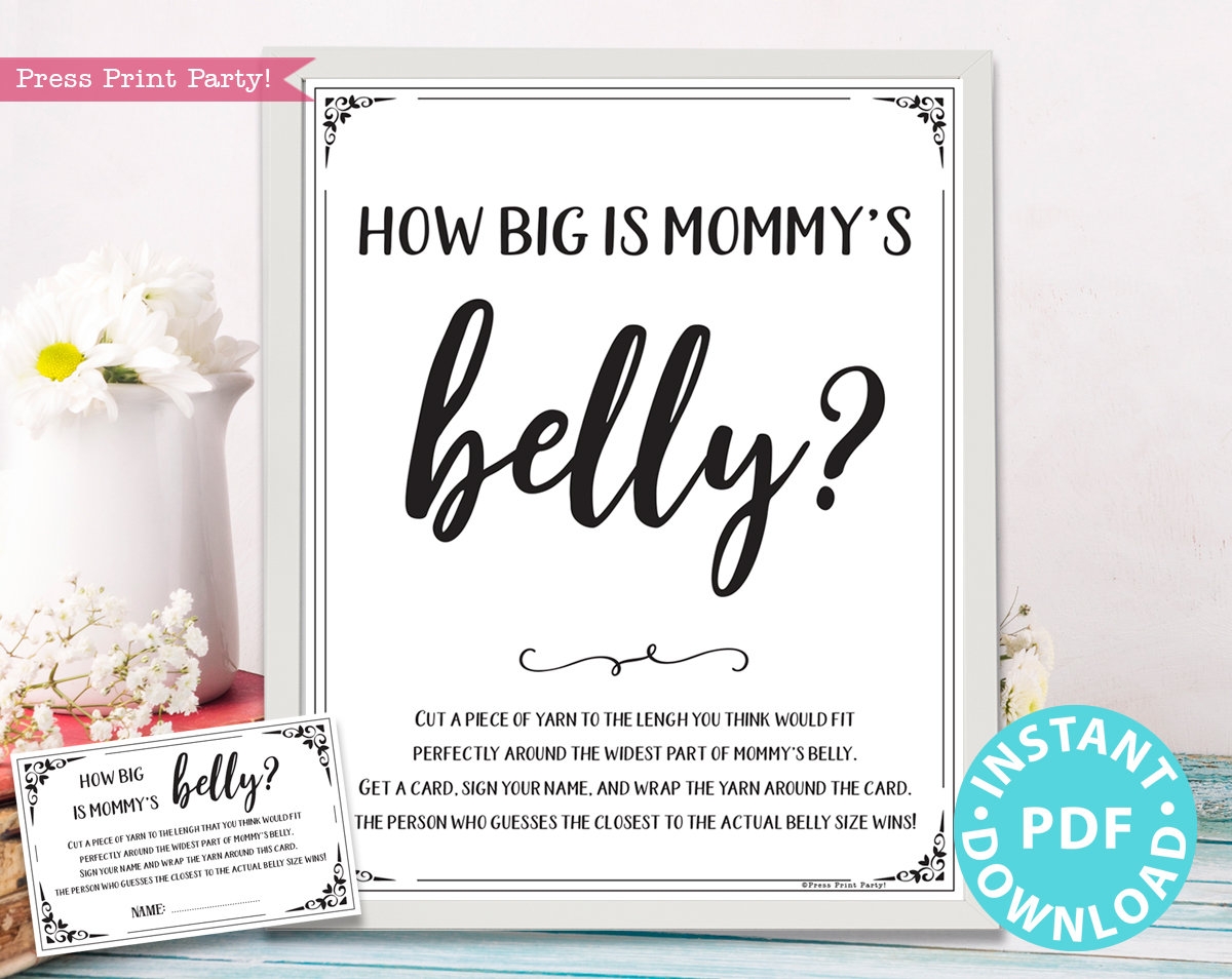 How Big Is Mommy 39 s Belly Sign Printable Baby Shower Game Etsy Ireland