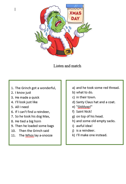 Printable The Grinch That Stole Christmas Worksheets