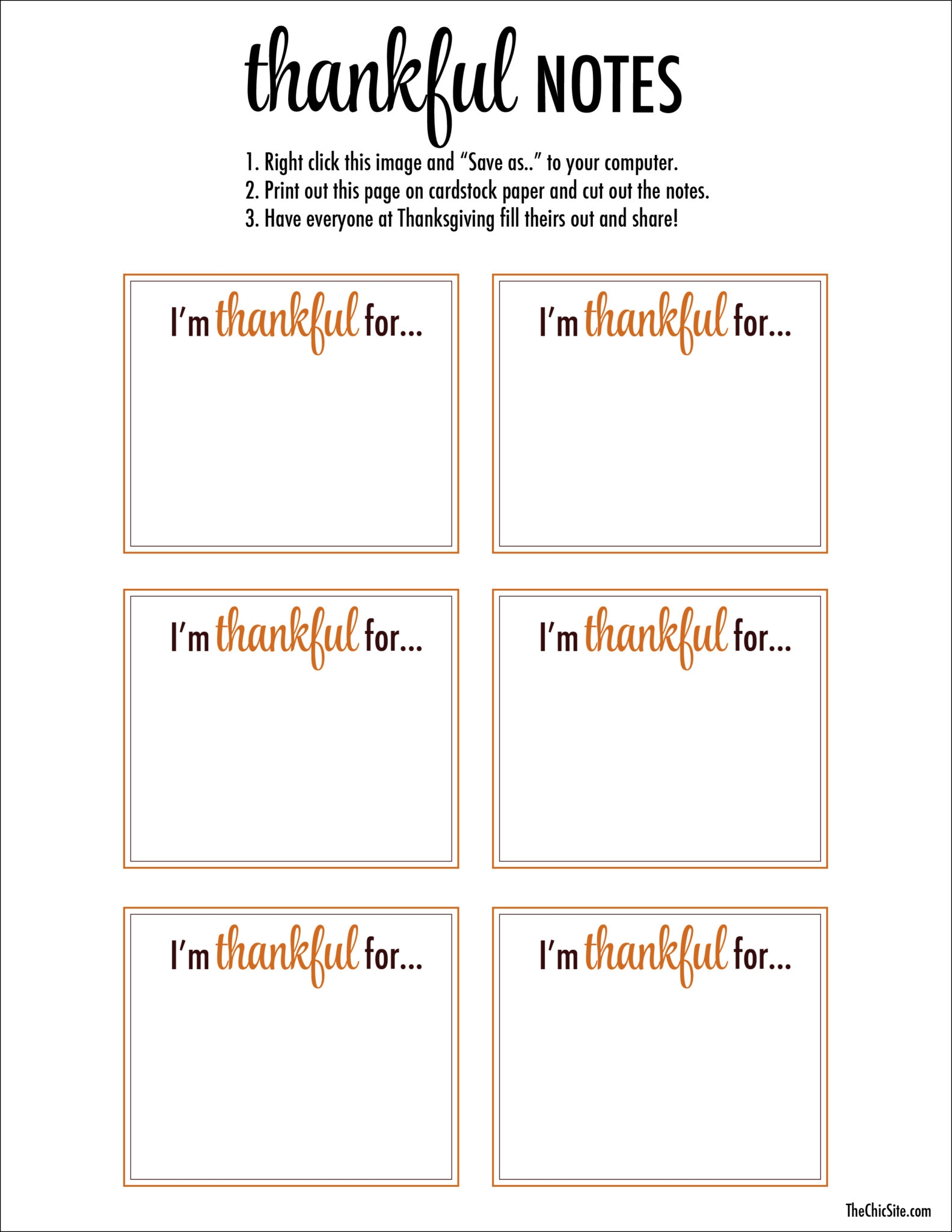 I Am Thankful For Free Printable
