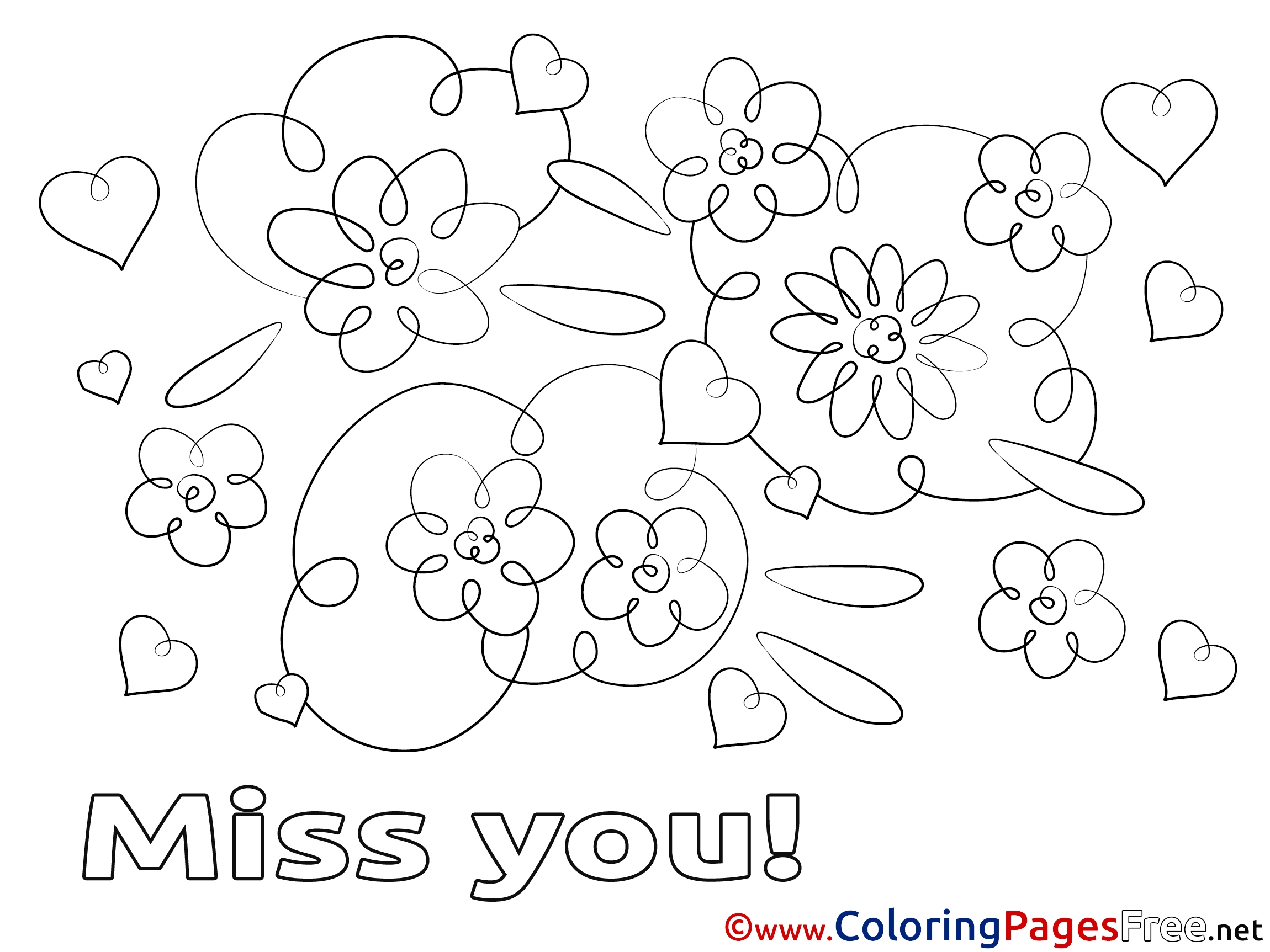 Miss You Printable Coloring Pages