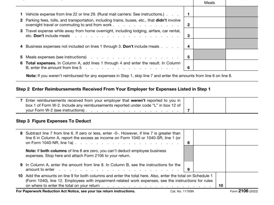 IRS Form 2106 Download Fillable PDF Or Fill Online Employee Business