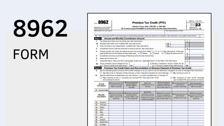 8962 Tax Form Printable