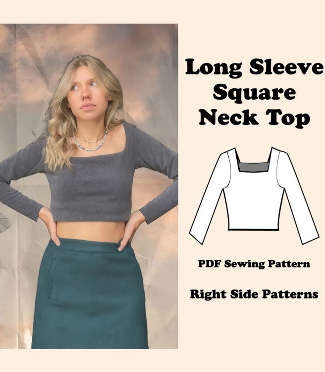 IThinksew Patterns And More Long Sleeve Square Neck Top PDF Sewing 