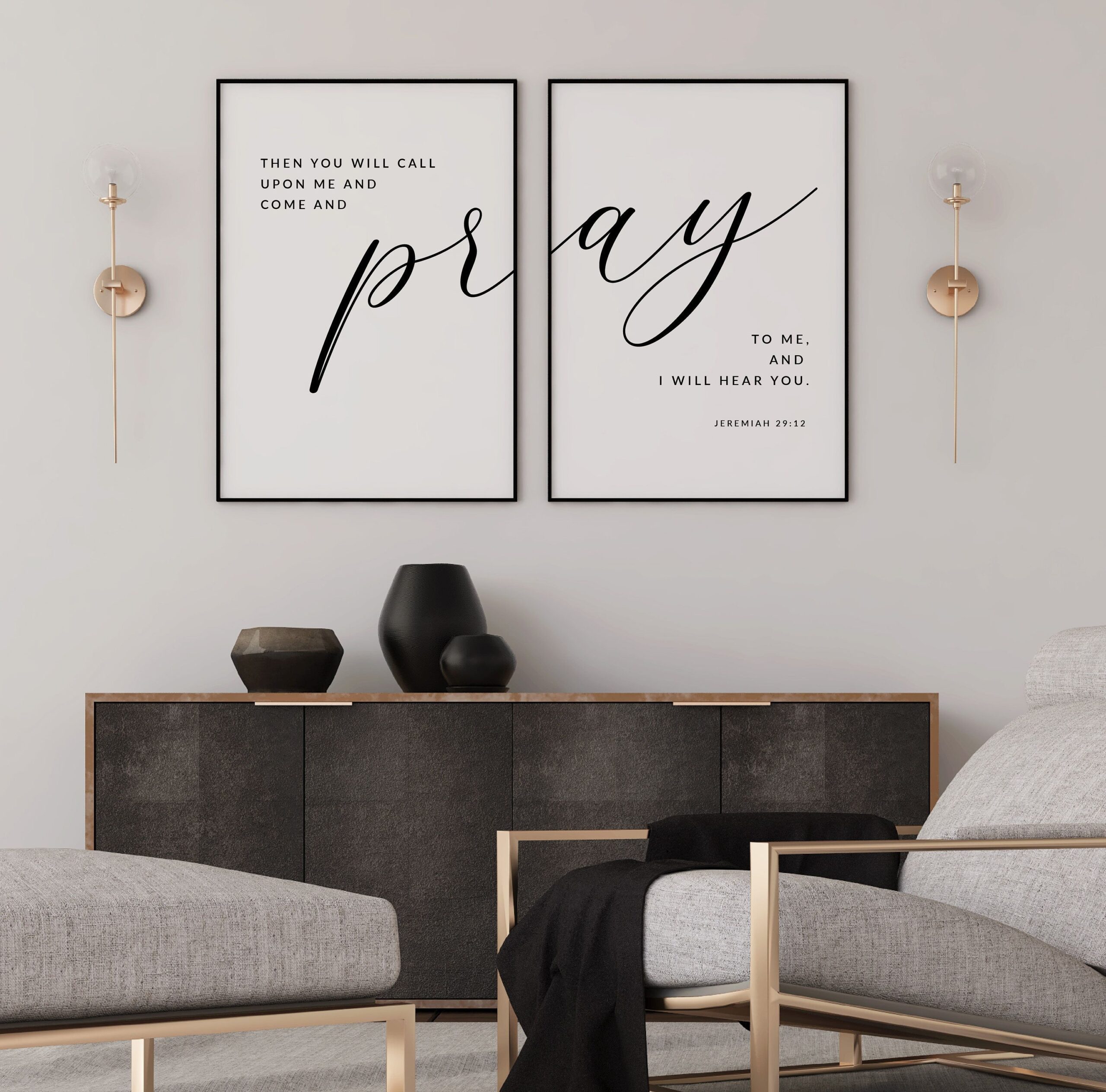 Jeremiah 29 12 Pray To Me Bible Verse Wall Art Set Of 2 Scripture 