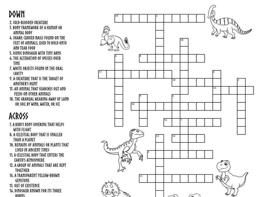 Jurassic Crossword Puzzle Beeloo Printable Crafts And Activities For Kids