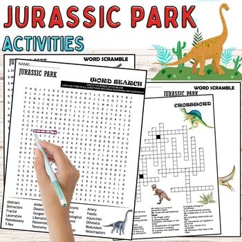 Jurassic Park Fun Worksheets Puzzles Wordsearch Crosswords By FunnyArti