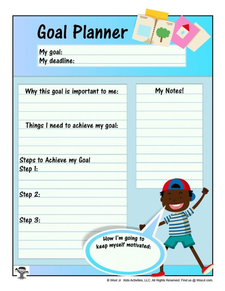 Kids Goal Planner Printable Worksheet Woo Jr Kids Activities 