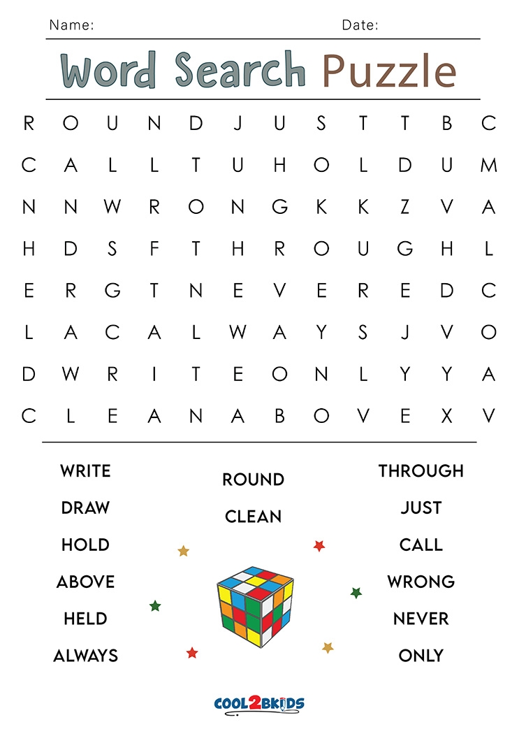 Kids Word Search Printable 3rd Grade