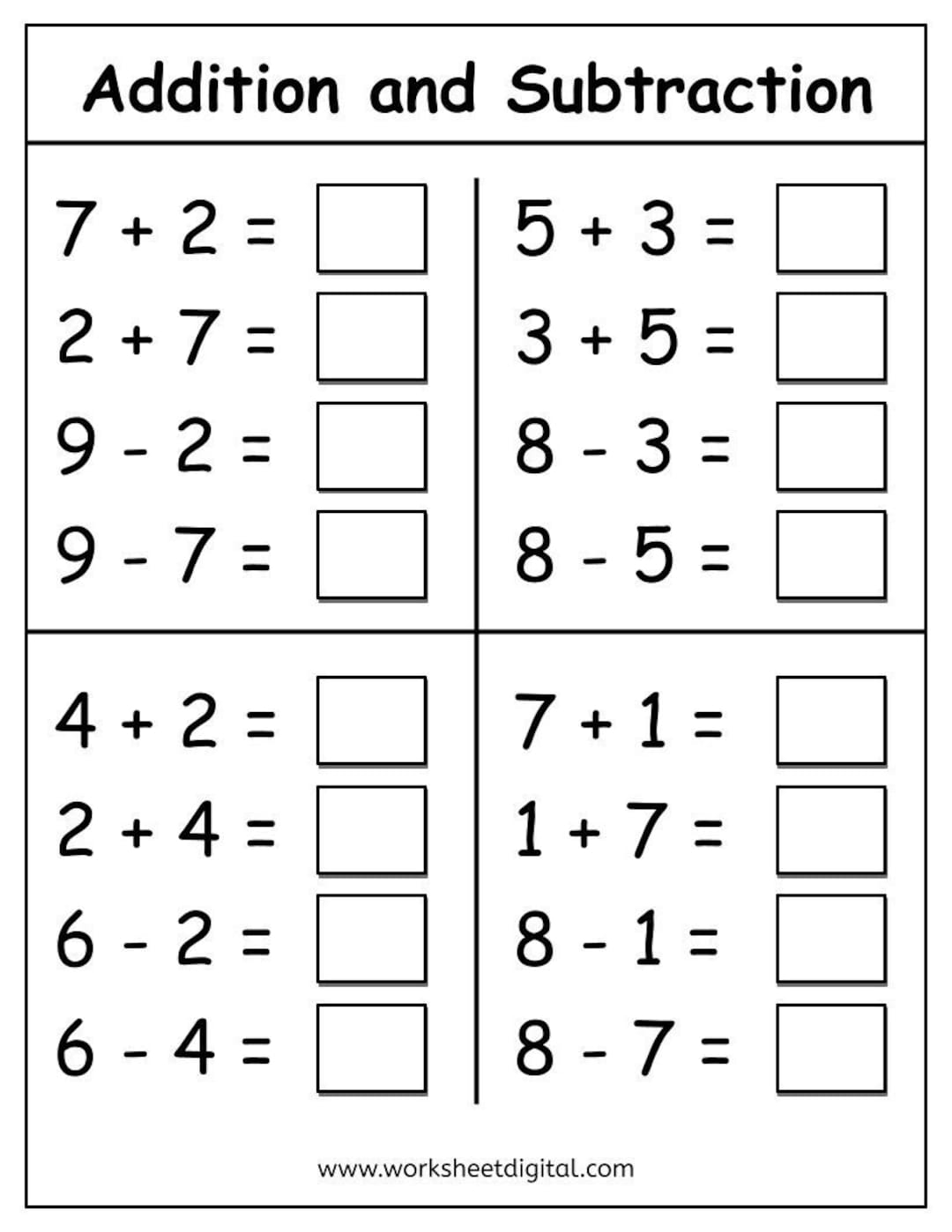 Kindergarten Addition Worksheets Grade 1 Math Worksheets Number Fact 