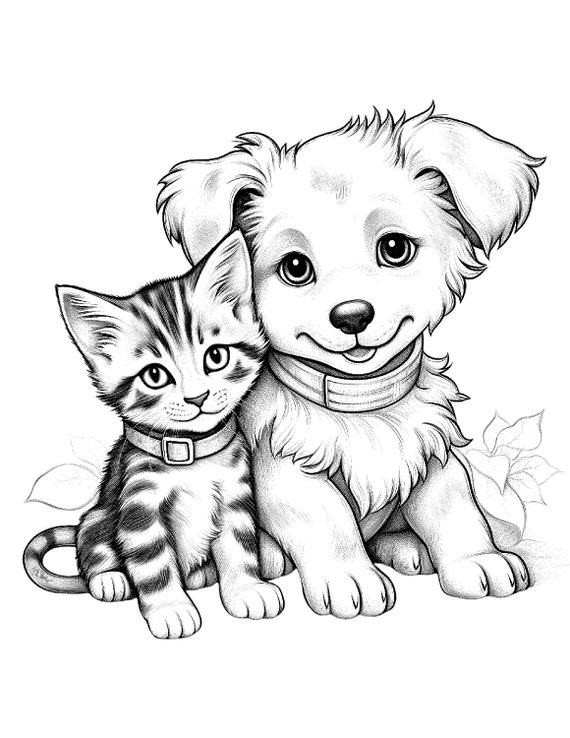 Kittens And Puppies Coloring Pages