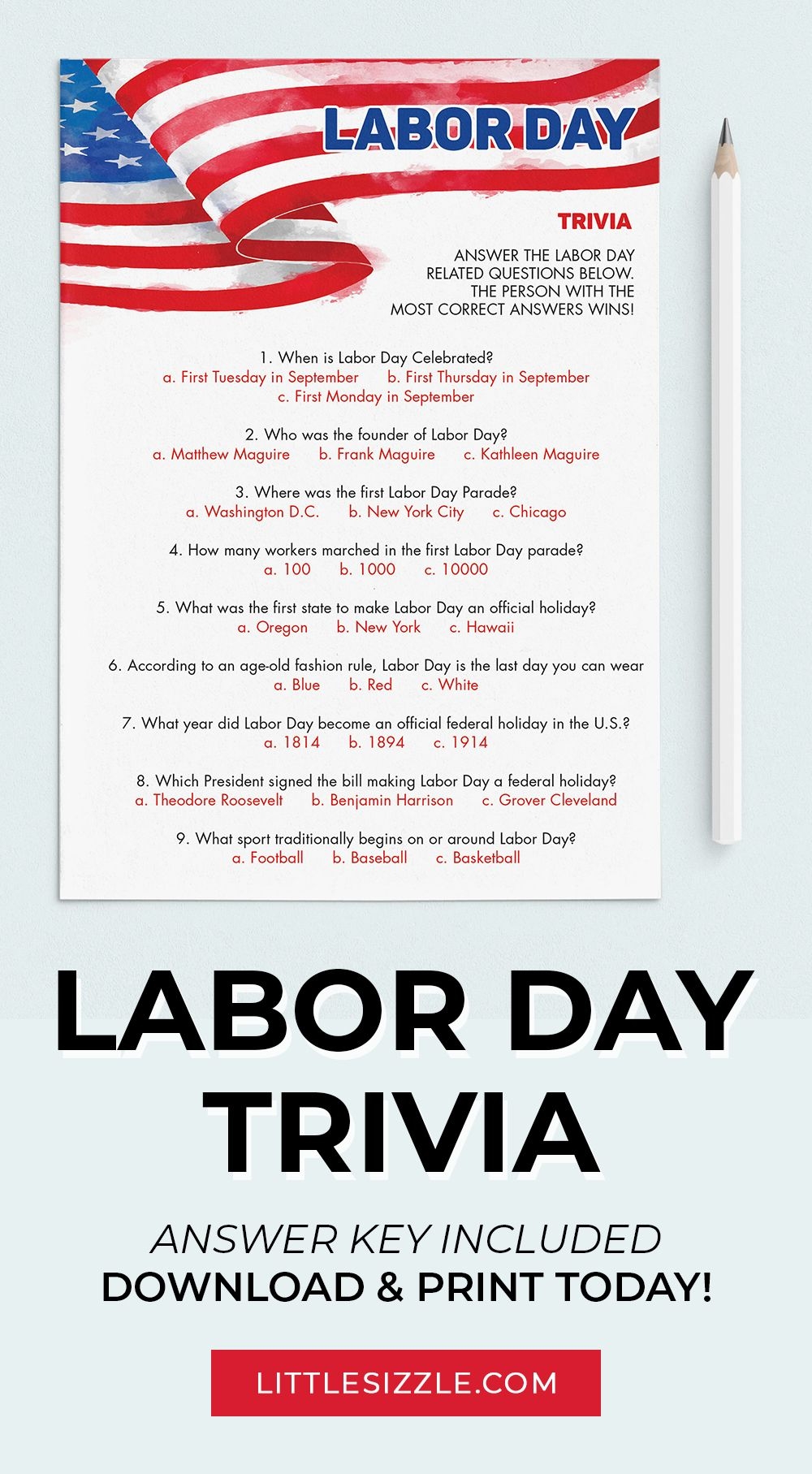 Labor Day Trivia Questions And Answers Printable