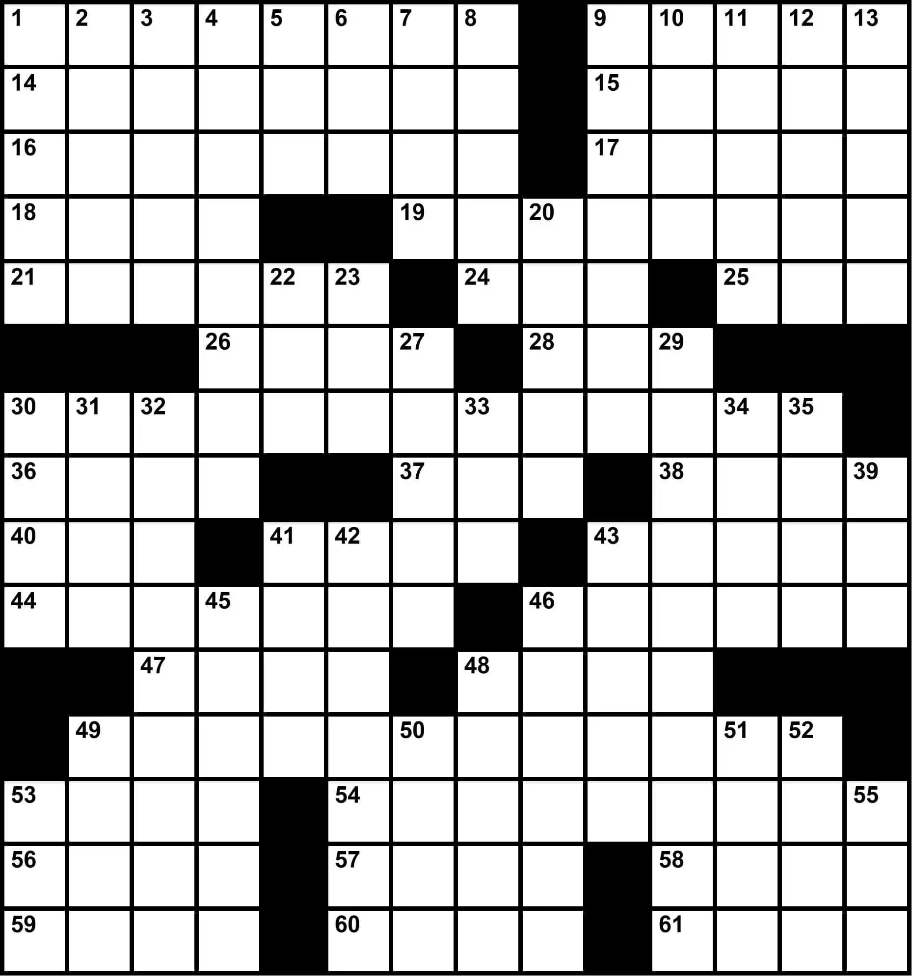 Big Printable Gridfor Crossword