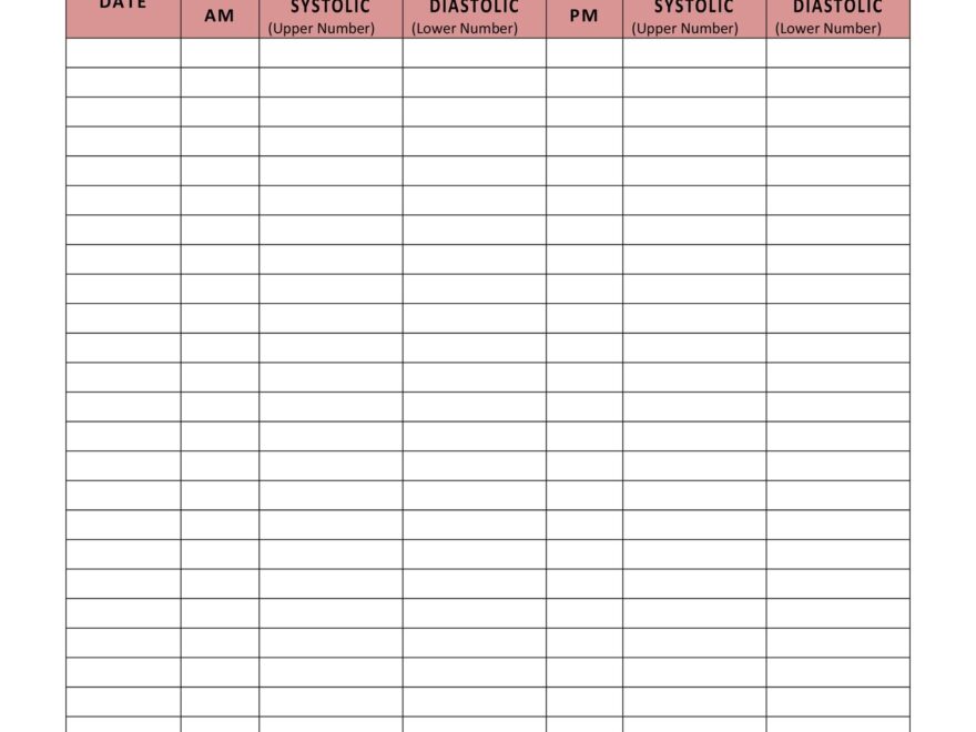 Large Print Downloadable Free Printable Blood Pressure Log Sheets Web