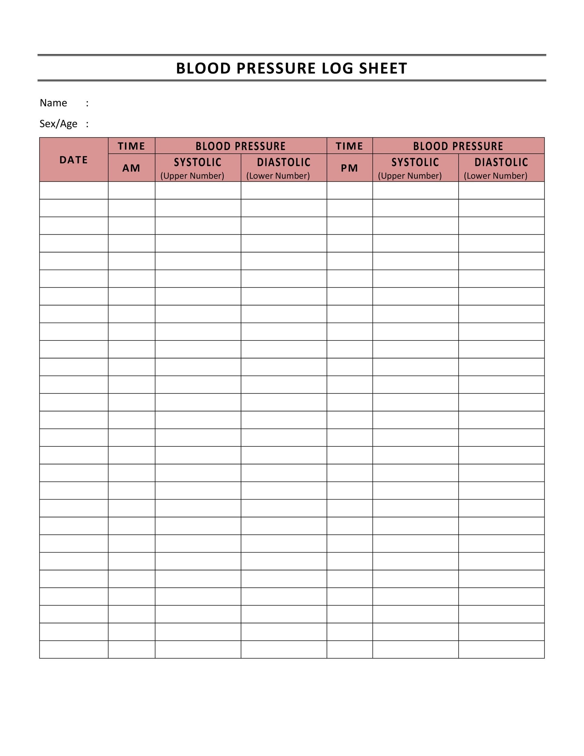 Large Print Downloadable Free Printable Blood Pressure Log Sheets Web 