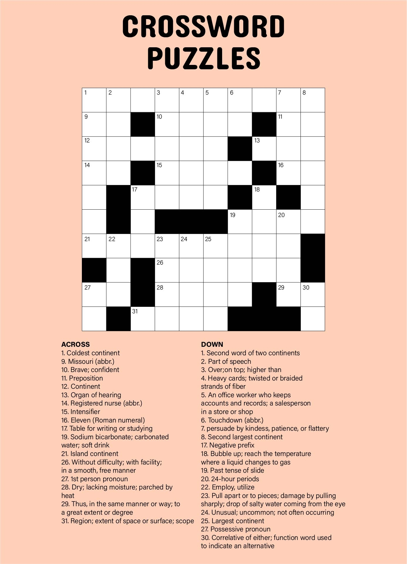 Large Print Crossword Puzzles Printable Free Large Print Crossword Puzzles Printable Free
