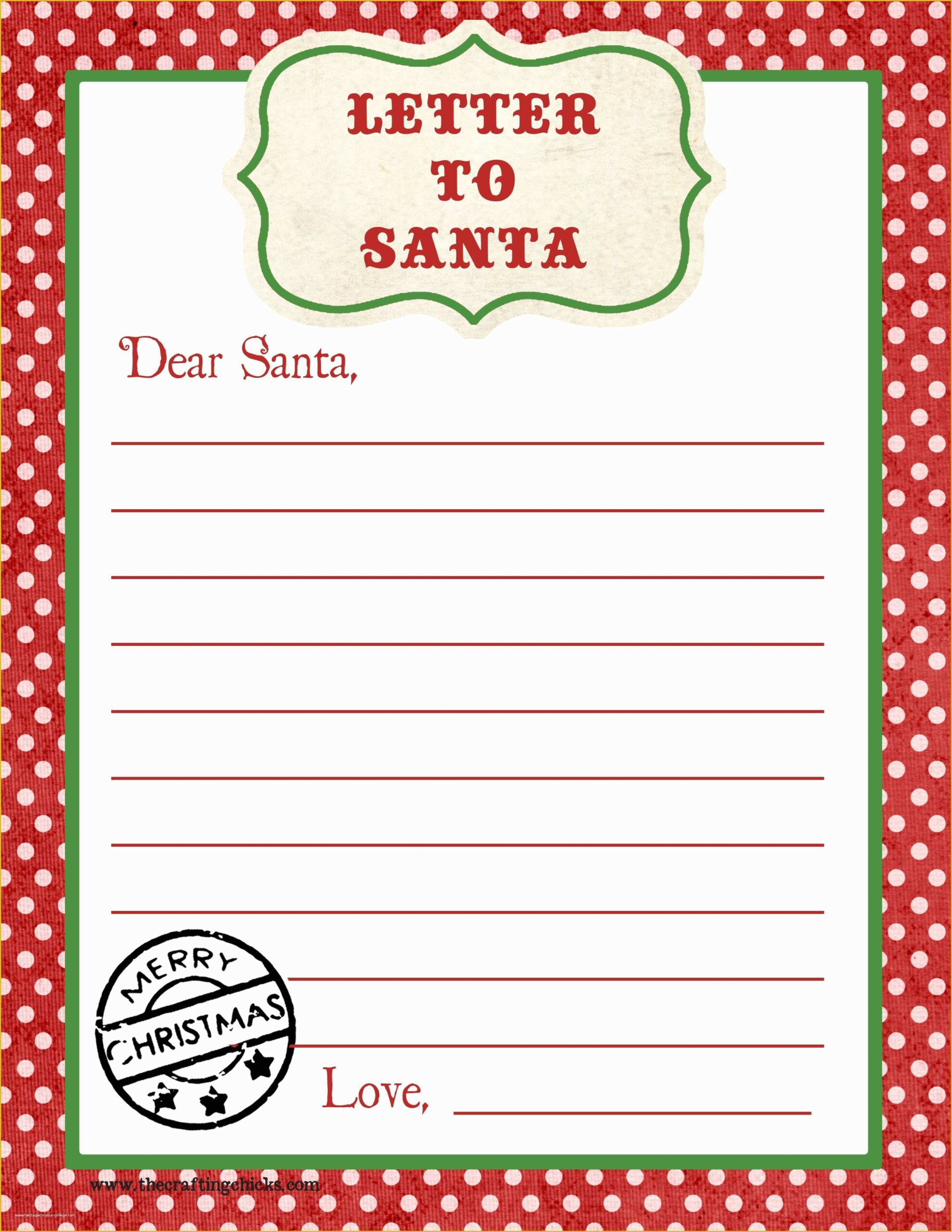 Printable Letter To Santa Template