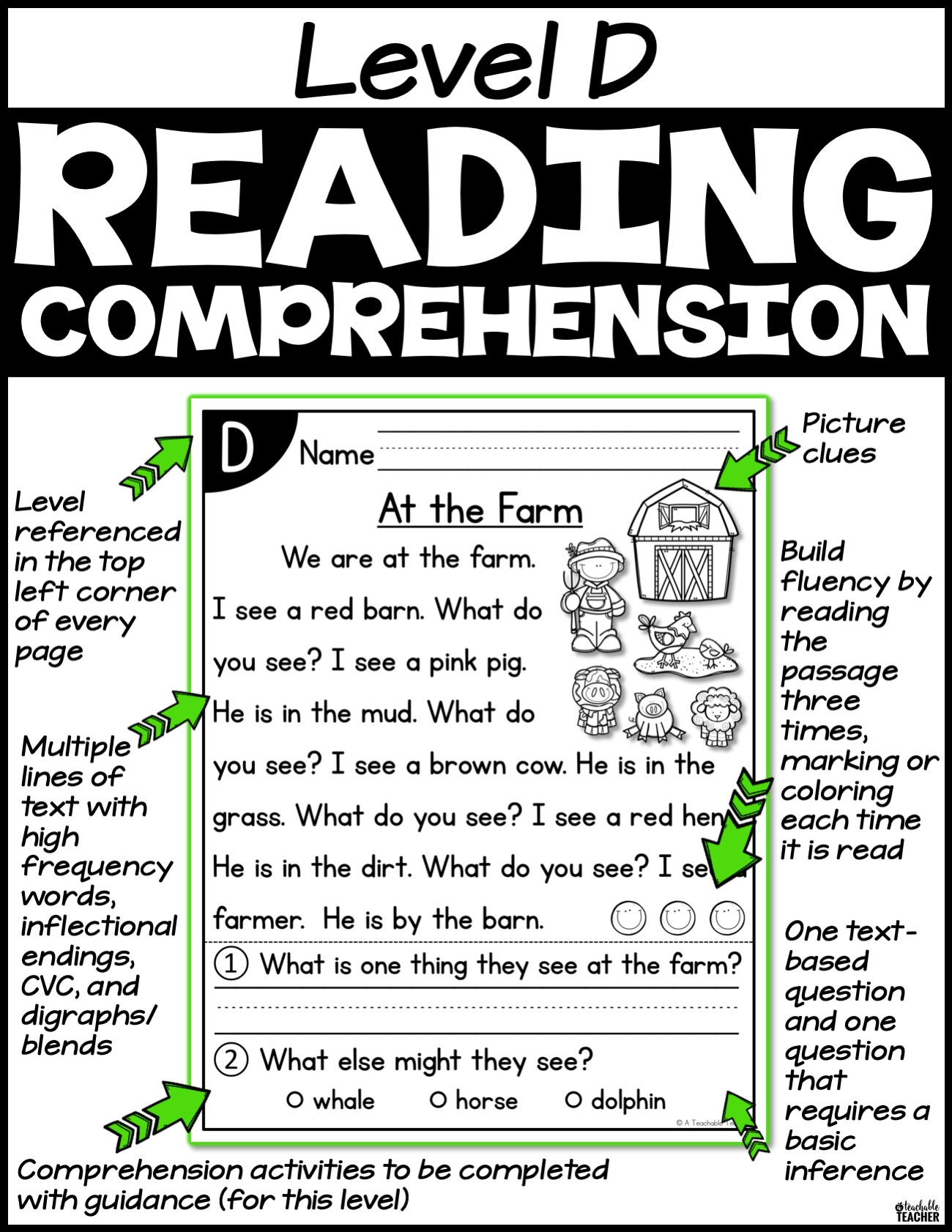 Level D Reading Comprehension Passages And Questions A Teachable Teacher