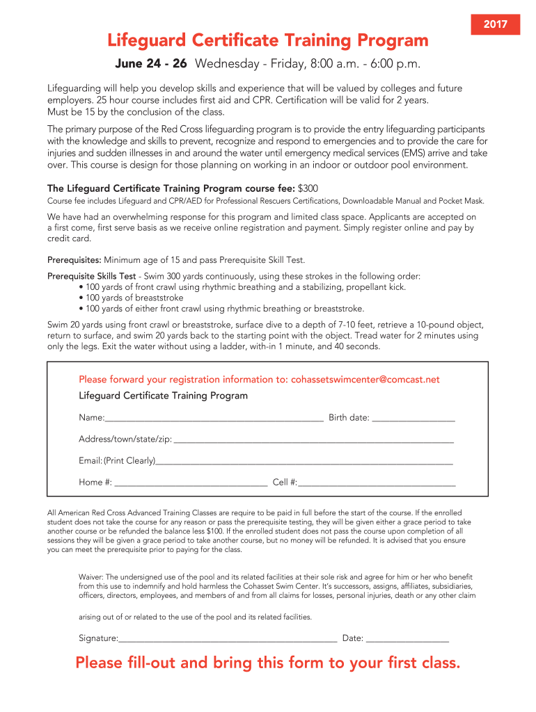 Lifeguard Certificate Sample Fill Online Printable Fillable Blank 