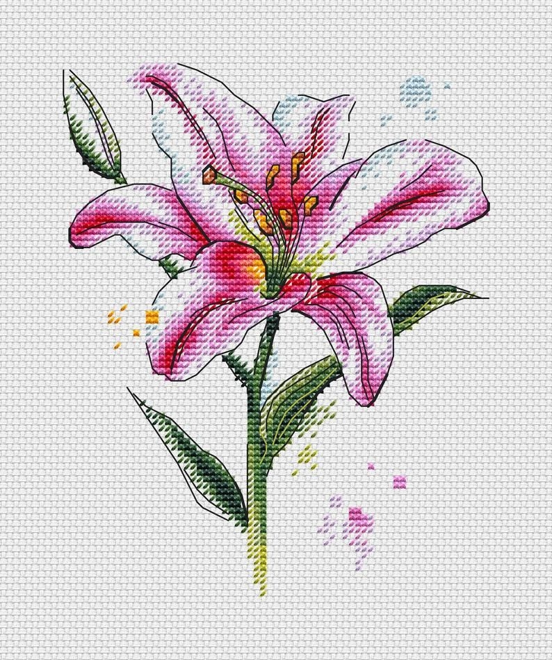 Lily Cross Stitch Pattern PDF Instant Download Flower Cross Etsy 