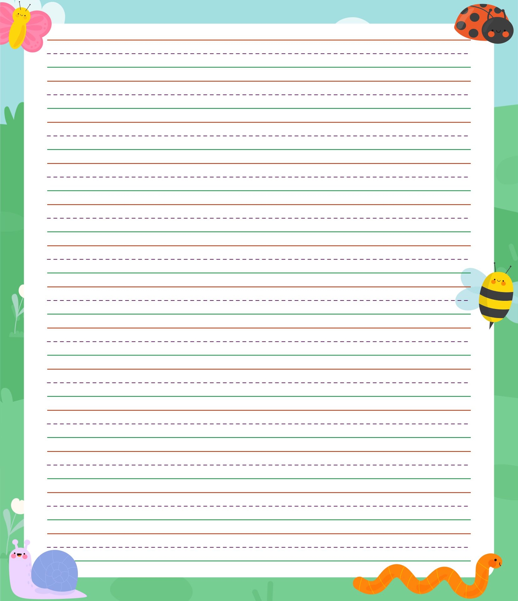 Lined Writing Paper Kids 10 Free PDF Printables Printablee