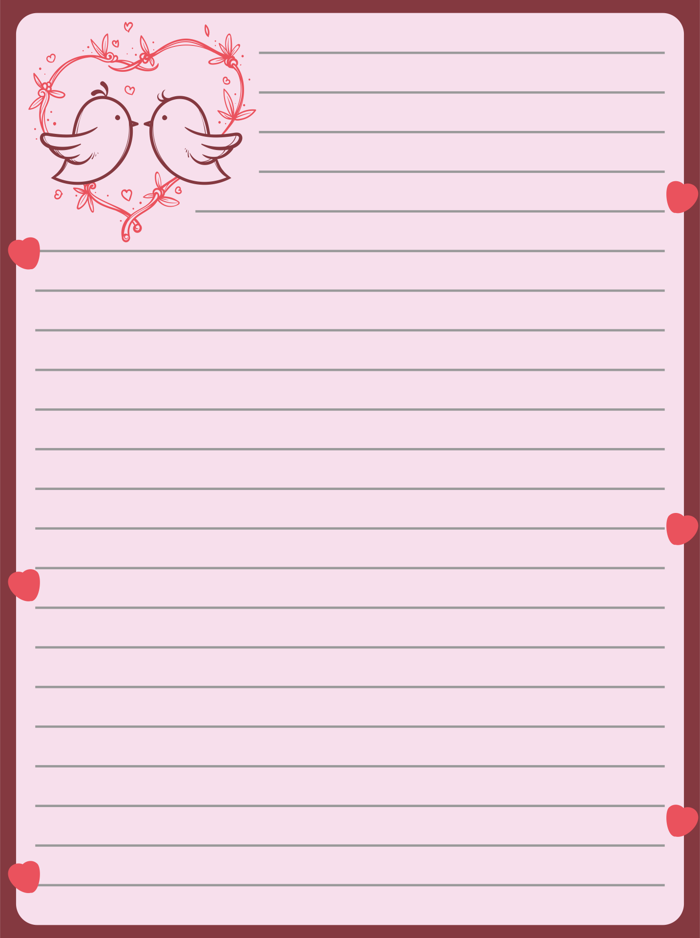 Love Letter Stationery 10 Free PDF Printables Printablee
