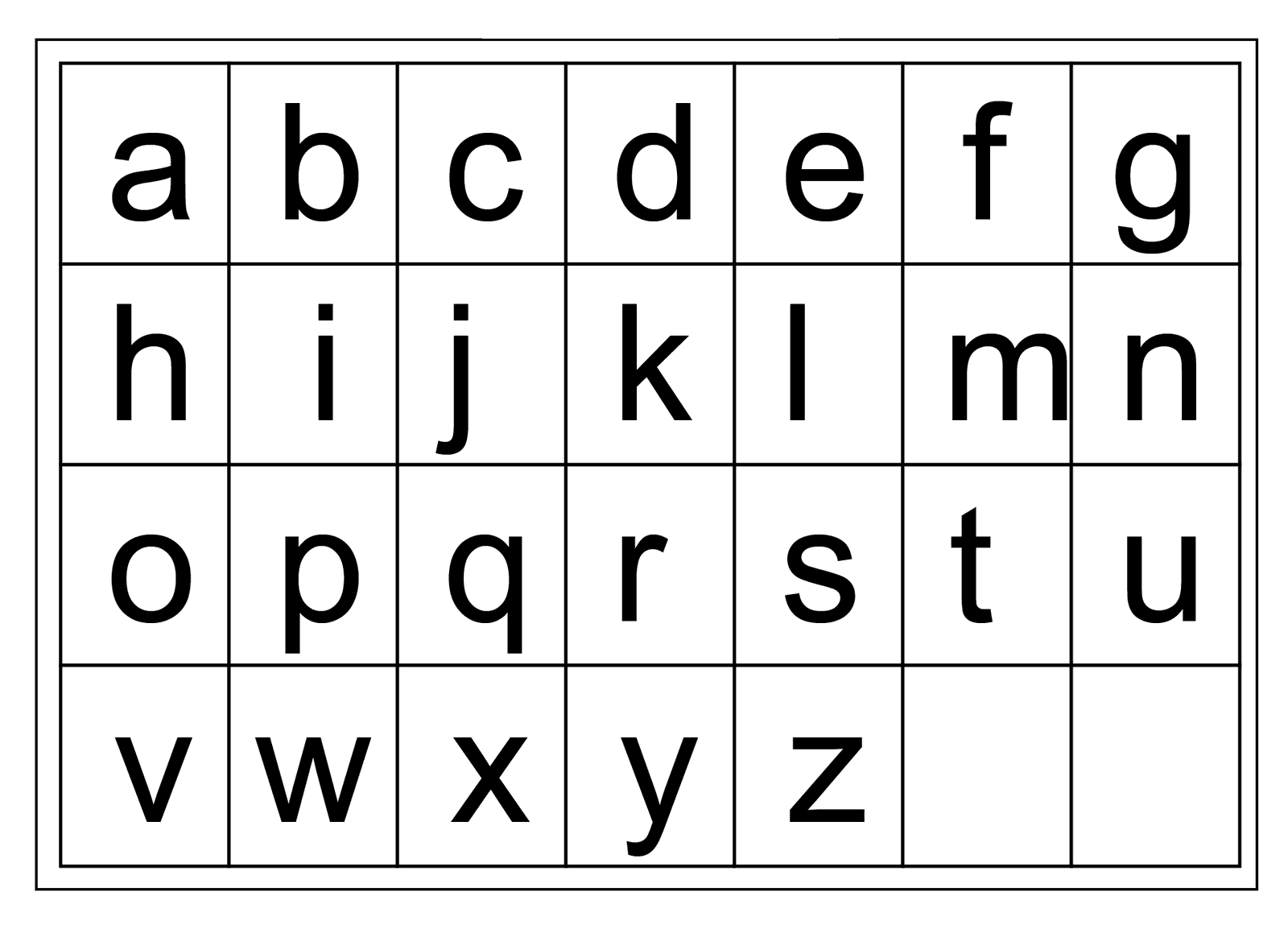 Lower Case Alphabet Letters