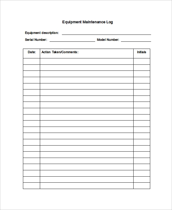 Maintenance Log Templates 12 Free Printable Word Excel Samples 