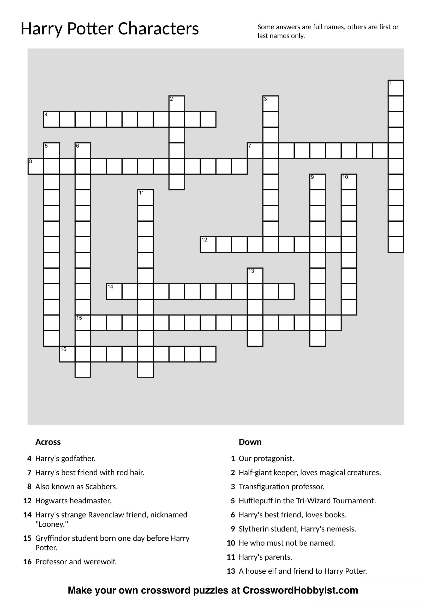 Make Your Own Free Crossword Puzzle Printable