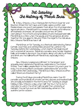 Mardi Gras History Informational Book By Kindershenanigans TpT