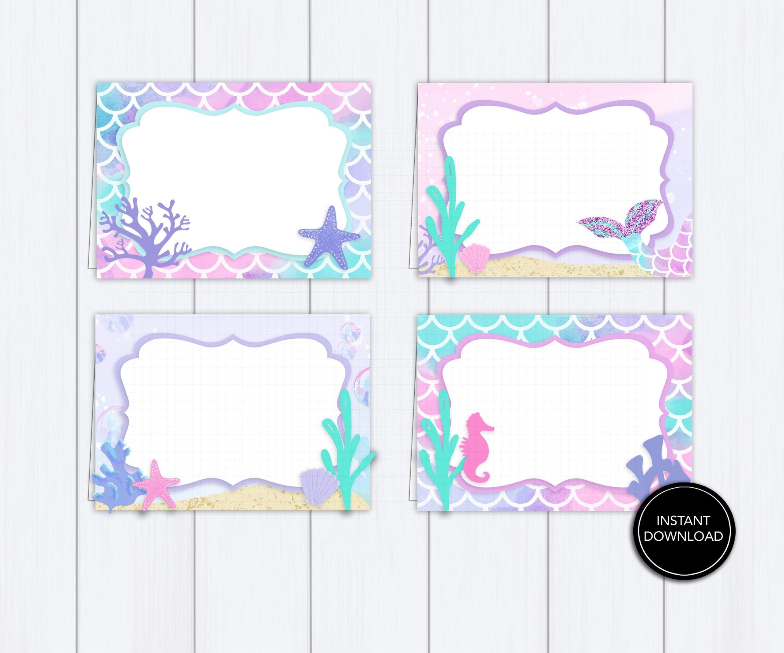 Mermaid Tent Cards Printable Under The Sea Food Labels