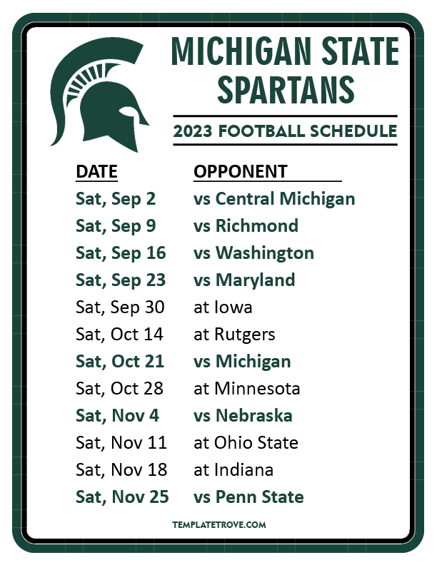 Michigan State Schedule 2025 S Steven Gonzalez