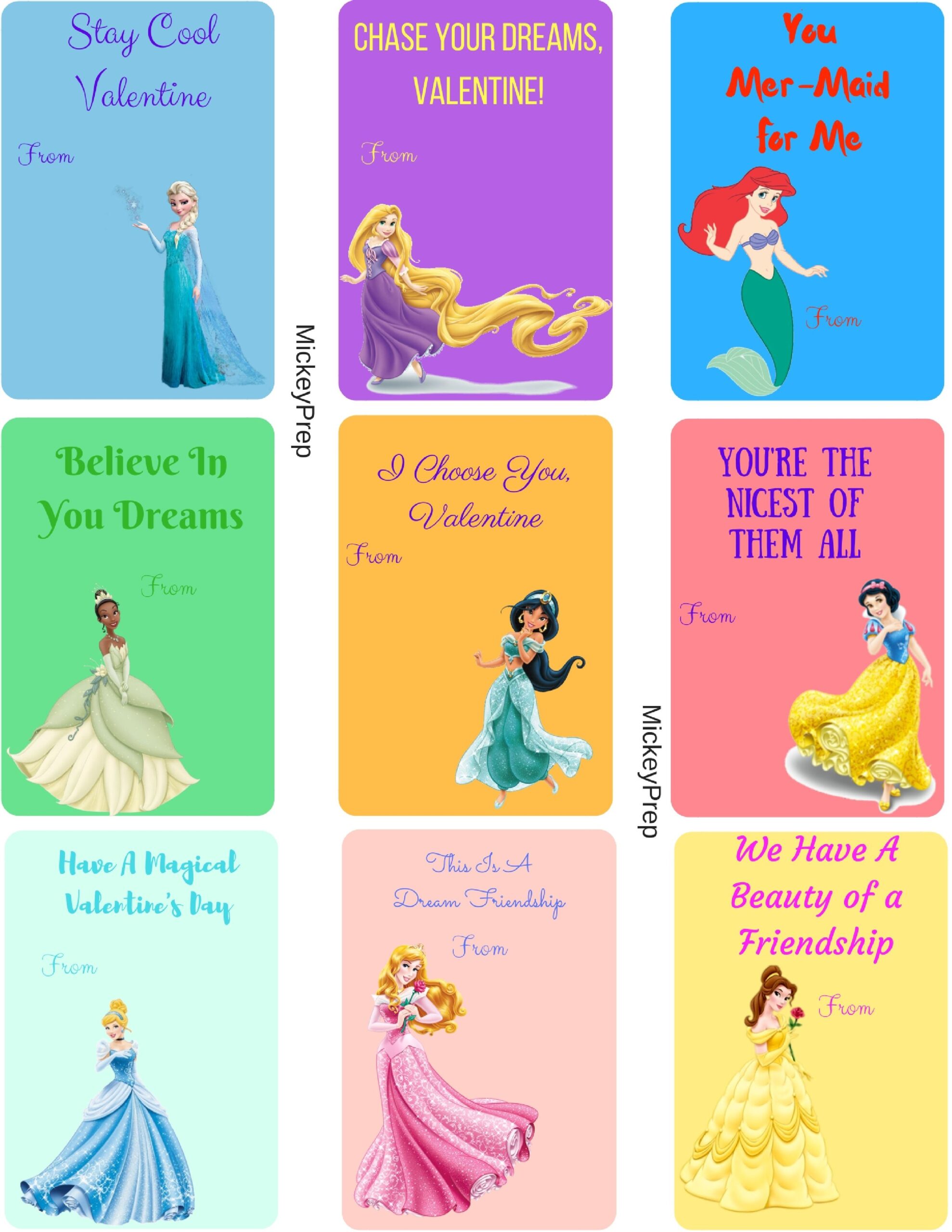 Mickeyprep Princess Valentine Cards Disney Valentines Princess 