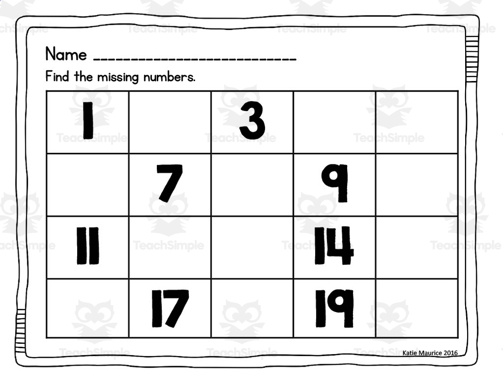 Missing Numbers Cut And Paste By Teach Simple