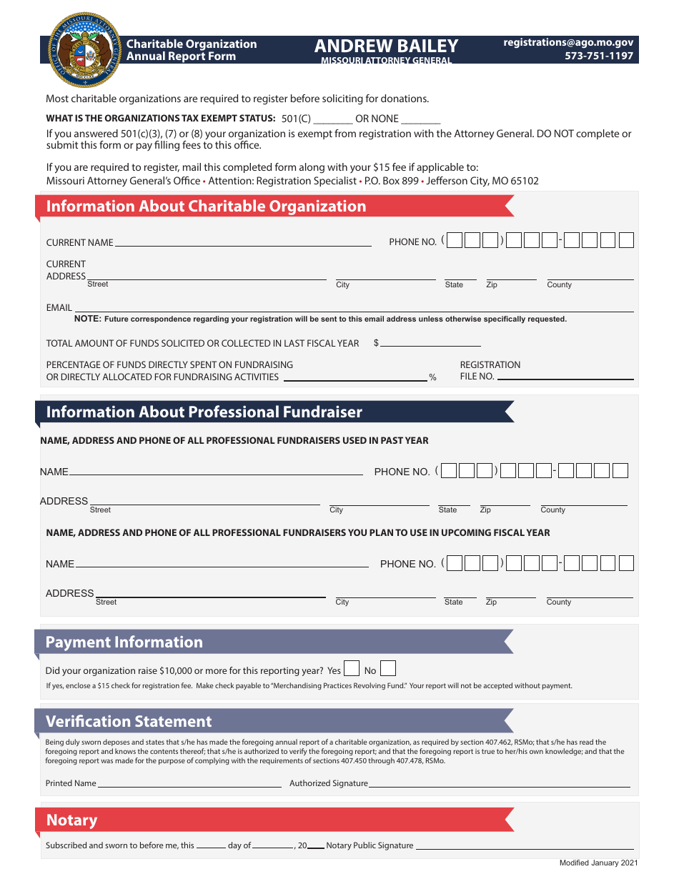 Printable Anuual Report For Missouri Corporationsregistration Form