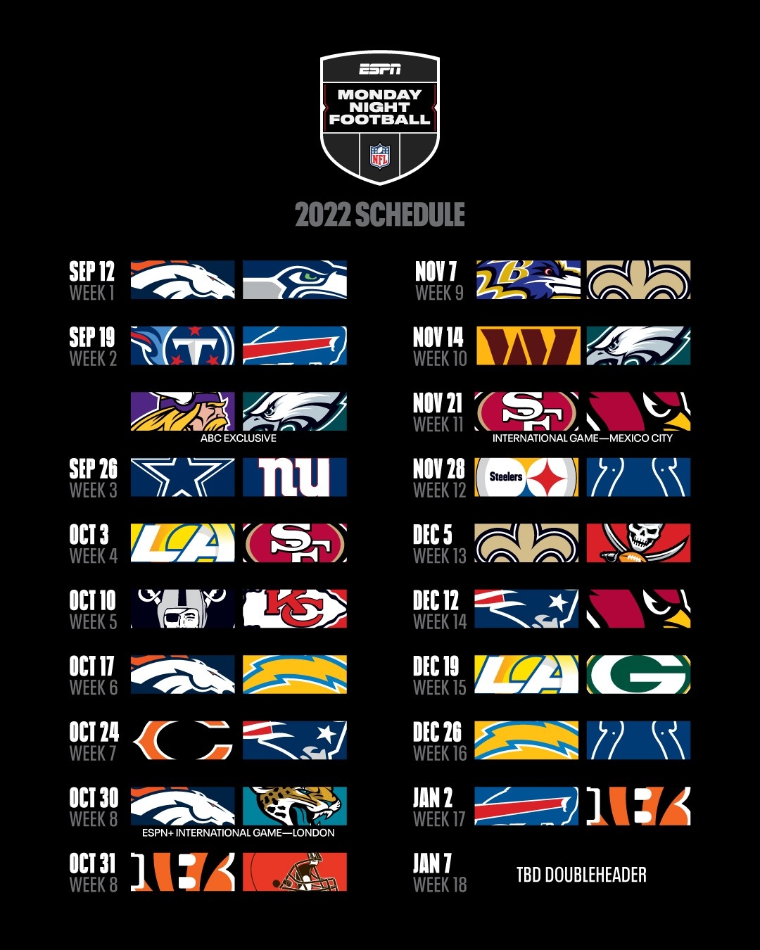 Monday Night Football Schedule 2025 Fox Maddison A Allison