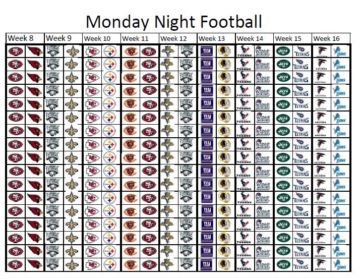 Monday Night Football Schedule 2025 Printable