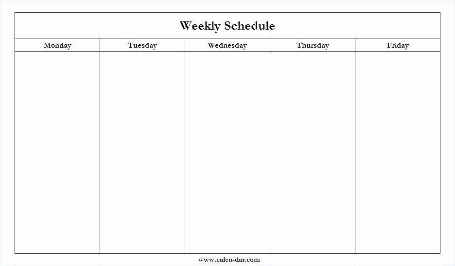 Monday Through Friday Hourly Calendar Awesome Mon Friday Calendar 