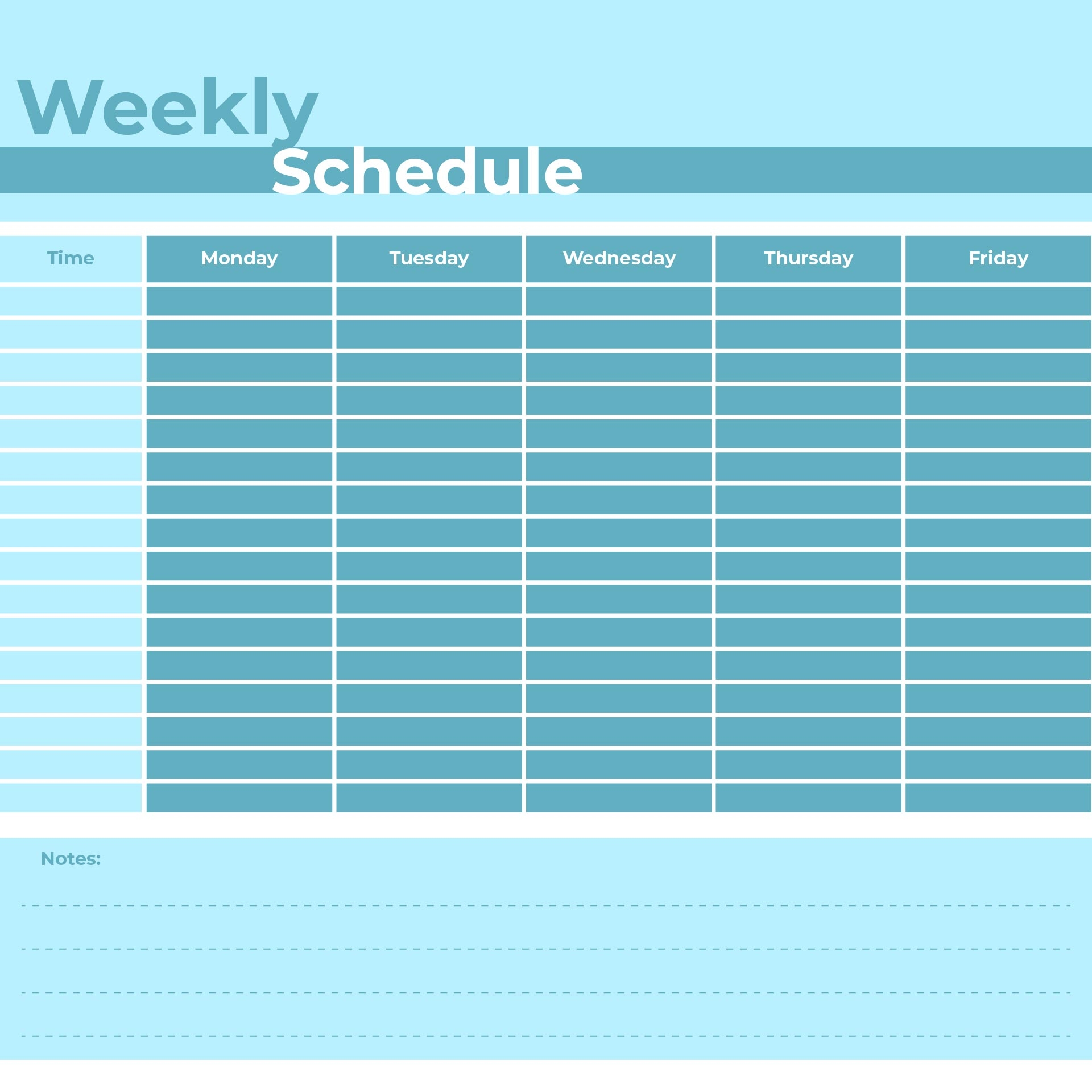 Monday Through Friday Planner 11 Free PDF Printables Printablee