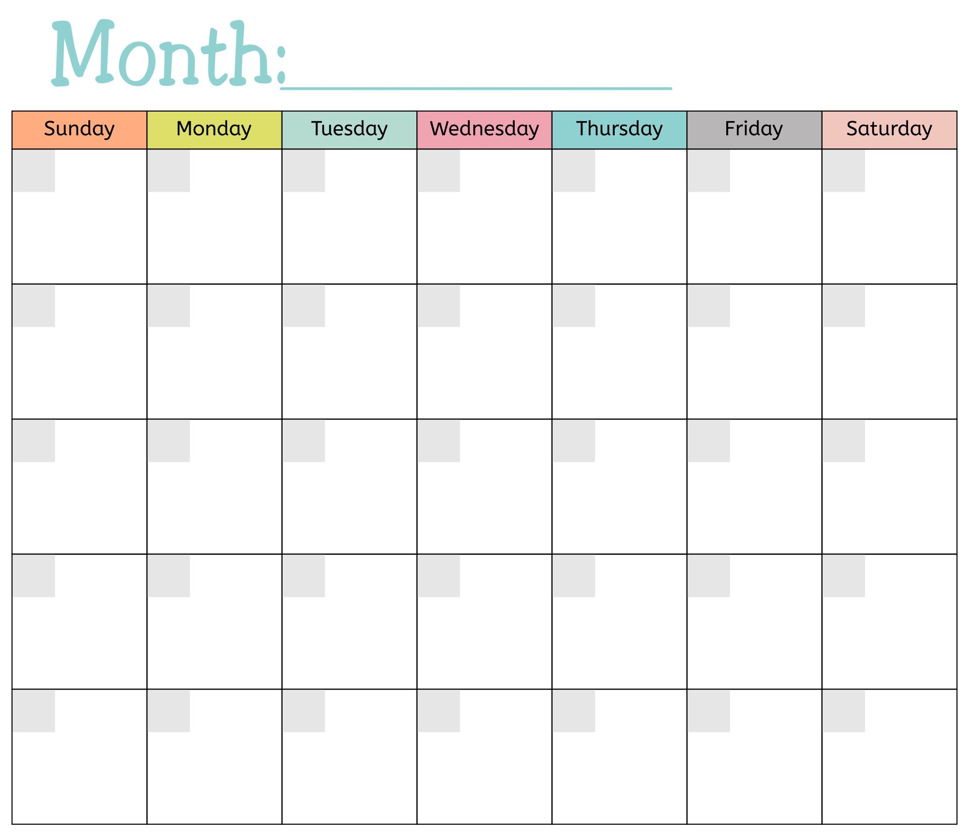 Month Planner Printable